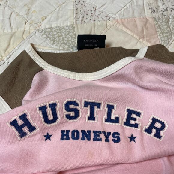 hustler hollywood vintage y2k pink and brown hustler honeys crop top medium - Picture 8 of 8